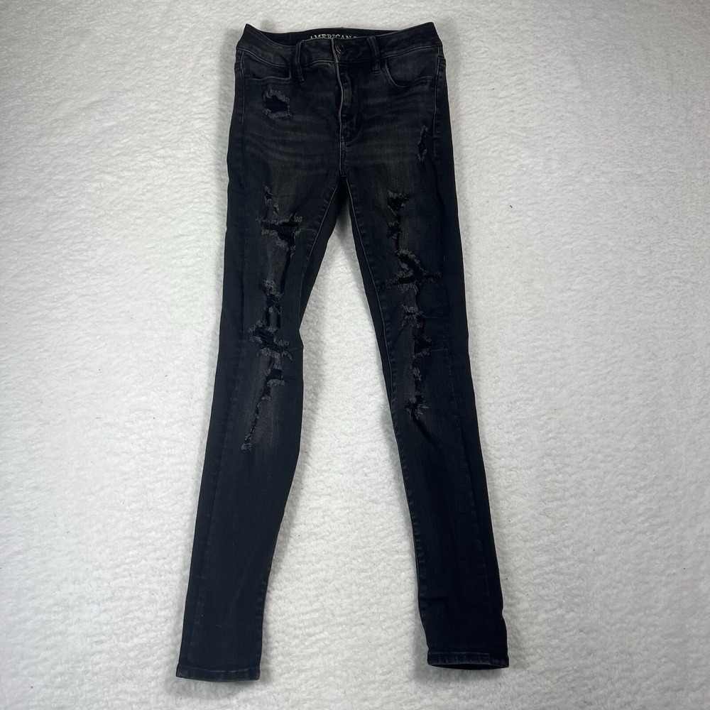 American Eagle 0 Hi Rise Jegging Black Super Super Stretch Womens Jeans W23